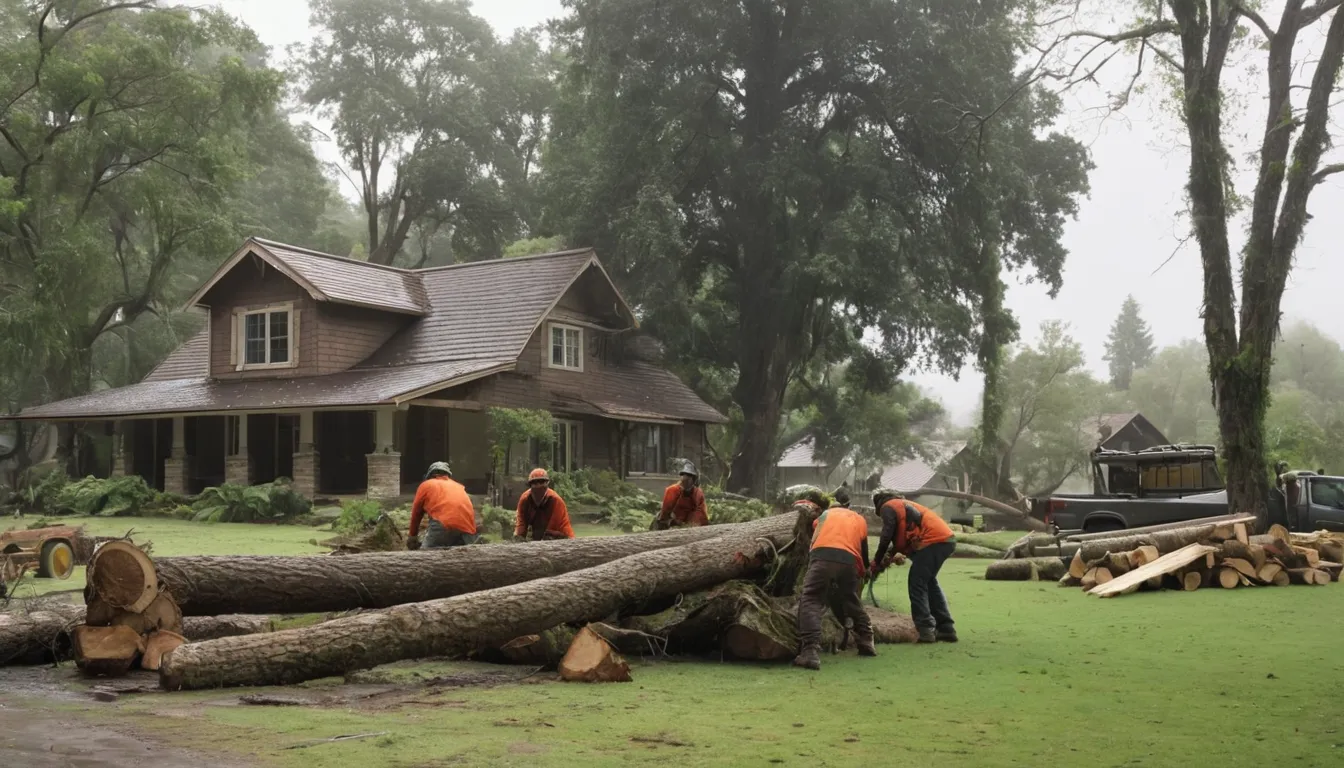 Independent tree provider working to clear a storm-fallen tree from a home in Joliet